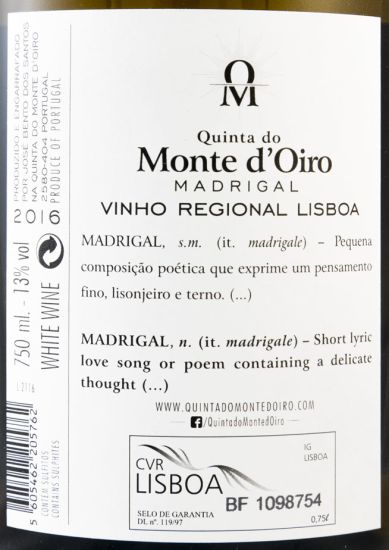 2016 Quinta do Monte d'Oiro Madrigal white