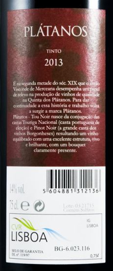 2013 Quinta dos Plátanos Tou Noir tinto