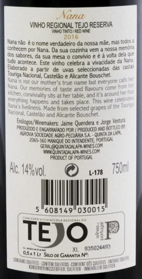 2016 Quinta da Lapa Nana Reserva tinto