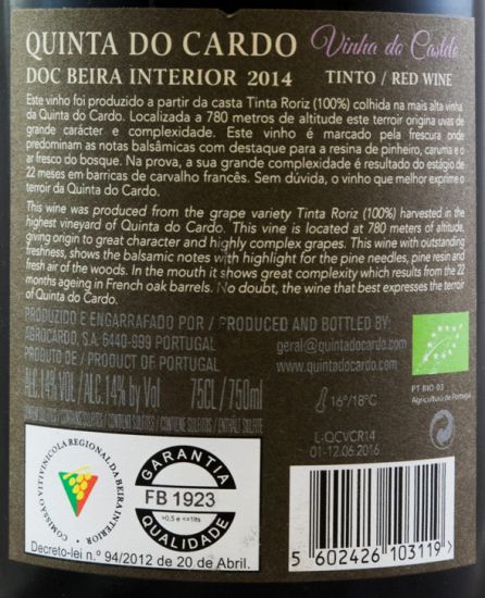 2014 Quinta do Cardo Vinha do Castelo red