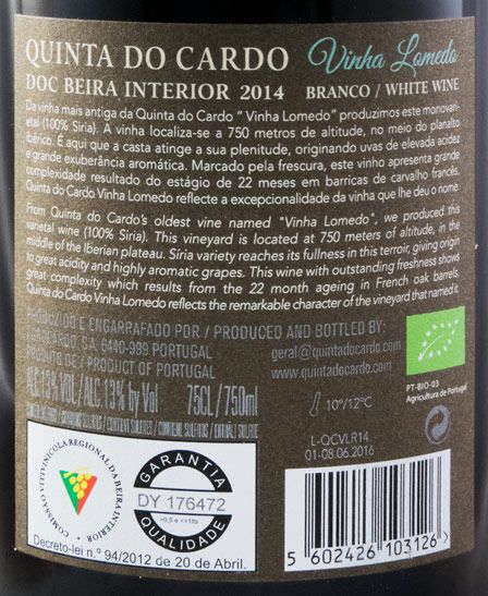 2014 Quinta do Cardo Vinha Lomedo Siria branco