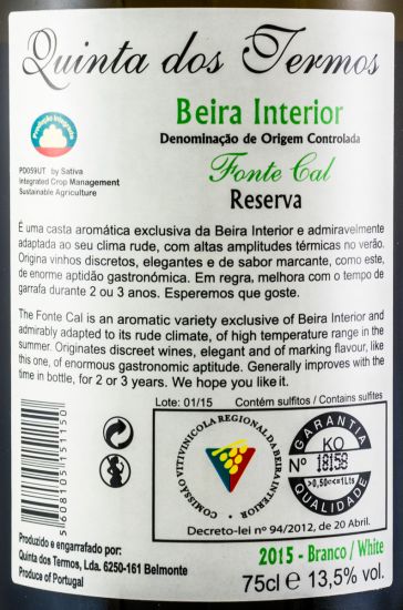 2015 Quinta dos Termos Fonte Cal Reserva branco