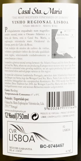 2015 Casal Sta. Maria Riesling Projecto branco