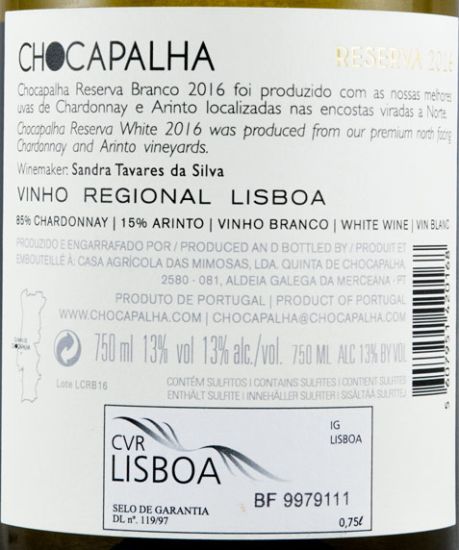 2016 Quinta de Chocapalha Reserva branco