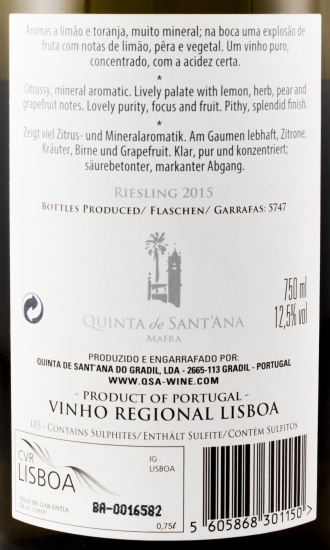 2015 Quinta de Sant'Ana Riesling branco