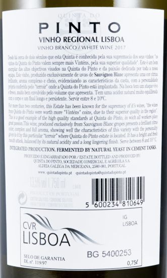 2017 Quinta do Pinto Sauvignon Blanc white