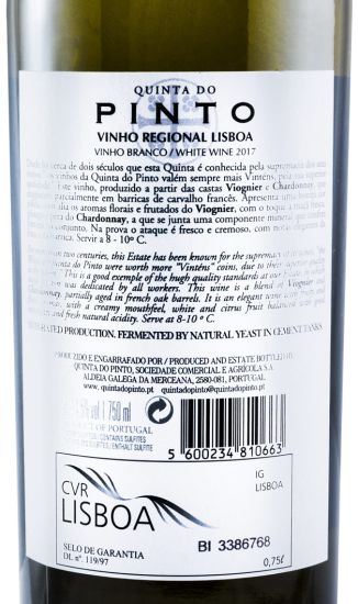 2017 Quinta do Pinto Viognier e Chardonnay white