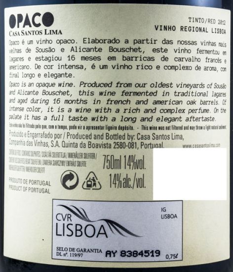2012 Casa Santos Lima Opaco tinto