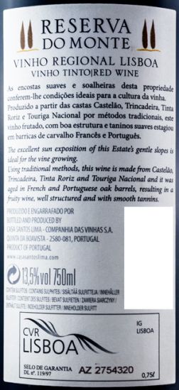2014 Casa Santos Lima Reserva do Monte red