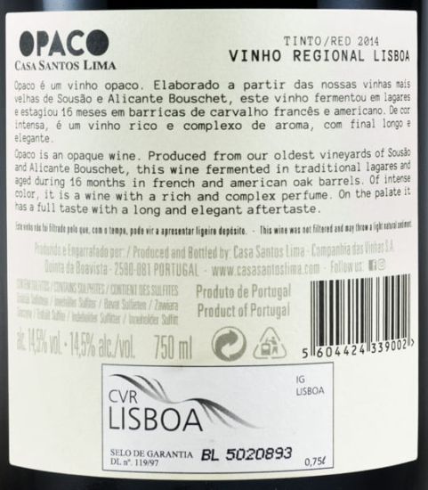 2014 Casa Santos Lima Opaco red