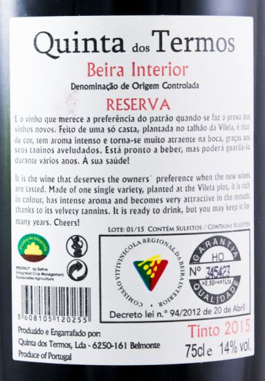 2015 Quinta dos Termos Reserva do Patrão red