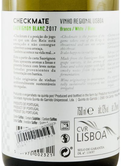 2017 Checkmate Sauvignon Blanc branco
