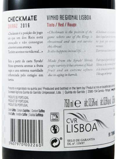 2016 Checkmate Syrah tinto