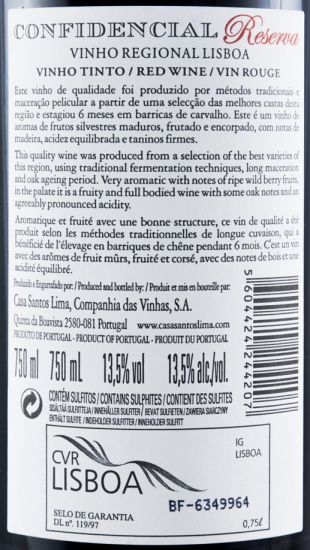 2014 Casa Santos Lima Confidencial Reserva red