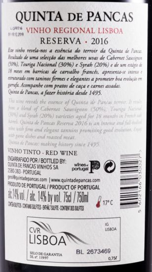 2016 Quinta de Pancas Reserva red