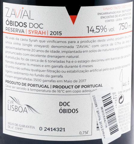 2015 Zavial Syrah red