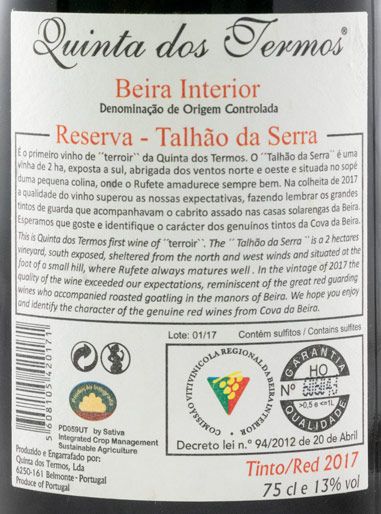 2017 Quinta dos Termos Talhão da Serra Rufete Reserva red