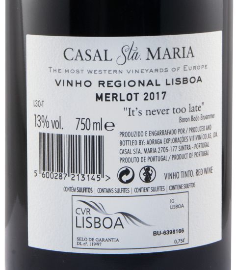 2017 Casal Sta. Maria Merlot red