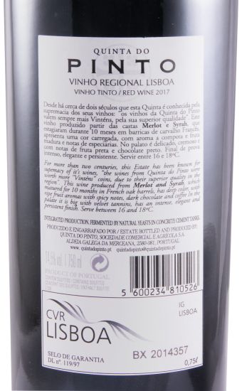 2017 Quinta do Pinto Merlot & Syrah tinto