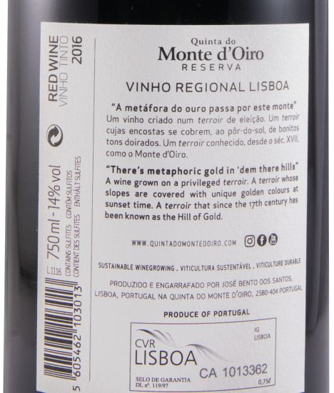 2016 Quinta do Monte d'Oiro Reserva tinto