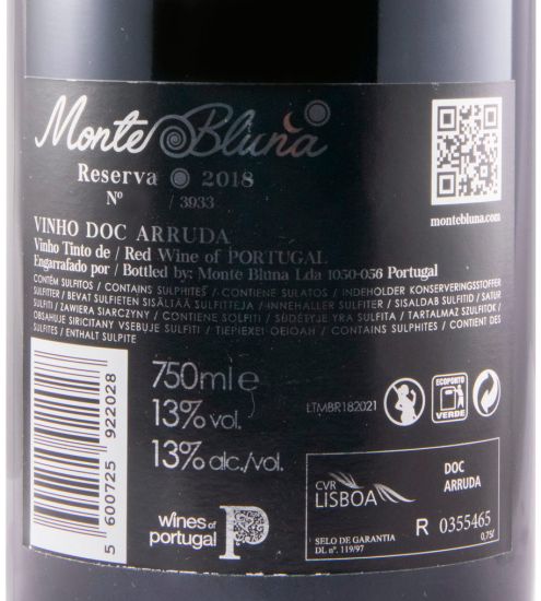 2018 Monte Bluna Reserva red