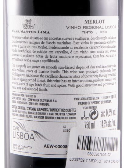 2018 Casa Santos Lima Merlot red
