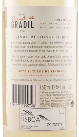 2021 Quinta do Gradil 1492 Sauvignon Blanc & Arinto white