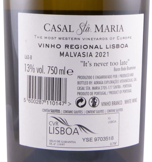 2021 Casal Sta. Maria Malvasia white