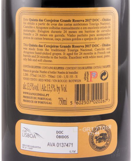 2017 Quinta das Cerejeiras Grande Reserva tinto
