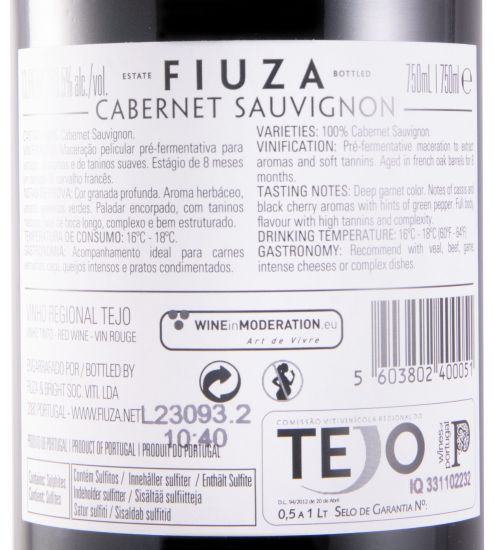 2022 Fiuza Cabernet Sauvignon tinto (rótulo danificado)