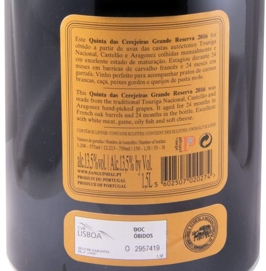 2016 Quinta das Cerejeiras Grande Reserva tinto 1,5L
