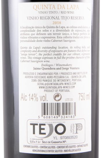 2018 Quinta da Lapa Cabernet Sauvignon Reserva red (damaged label)