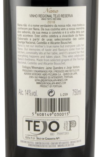 2018 Quinta da Lapa Nana Reserva tinto