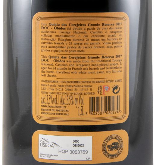 2017 Quinta das Cerejeiras Grande Reserva tinto 1,5L