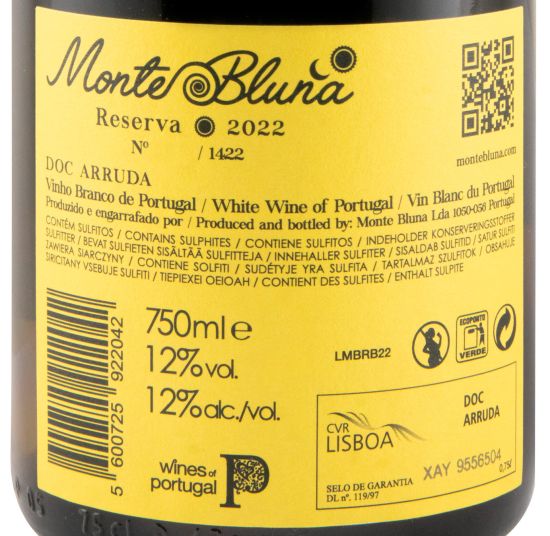 2022 Monte Bluna Reserva white