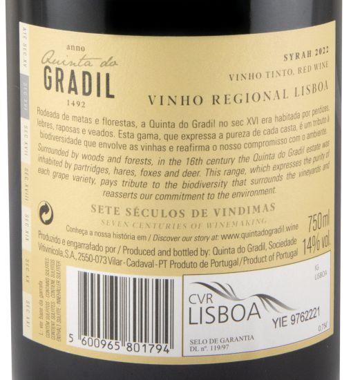 2022 Quinta do Gradil Syrah tinto