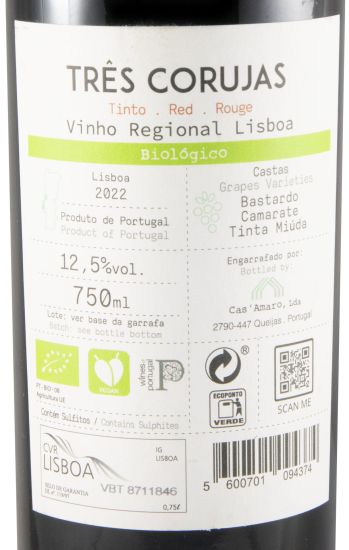 2022 Três Corujas biológico tinto