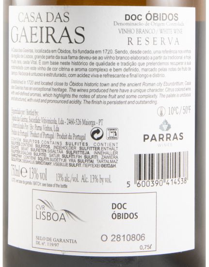 2018 Casa das Gaeiras Vital Vinhas Velhas Reserva branco