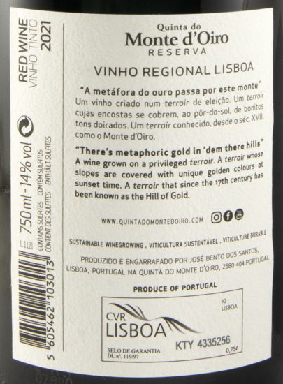 2021 Quinta do Monte d'Oiro Reserva red