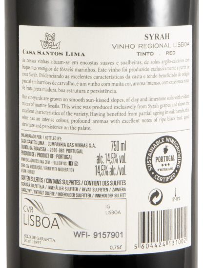 2022 Casa Santos Lima Syrah red