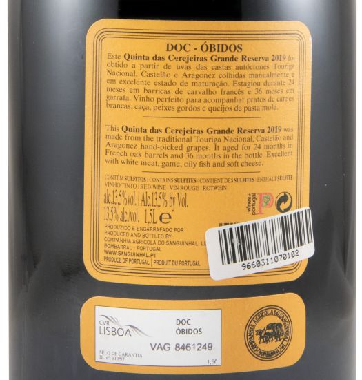 2019 Quinta das Cerejeiras Grande Reserva tinto 1,5L