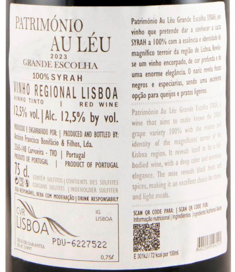 2023 Património Au Léu Syrah Grande Escolha tinto