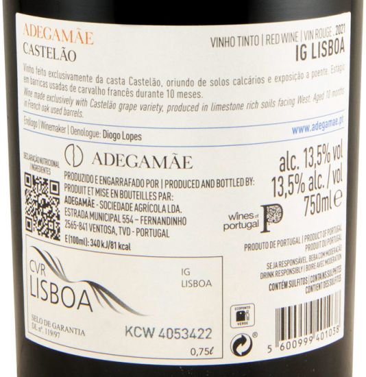 2021 AdegaMãe Castelão tinto