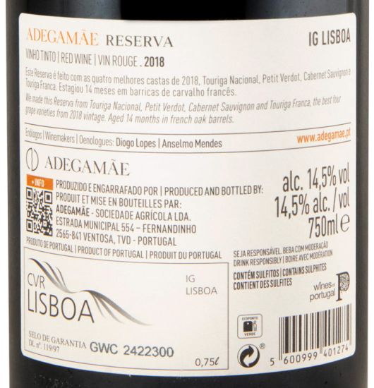 2018 AdegaMãe Reserva red
