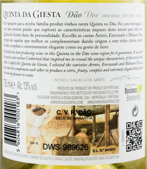 2016 Quinta da Giesta white