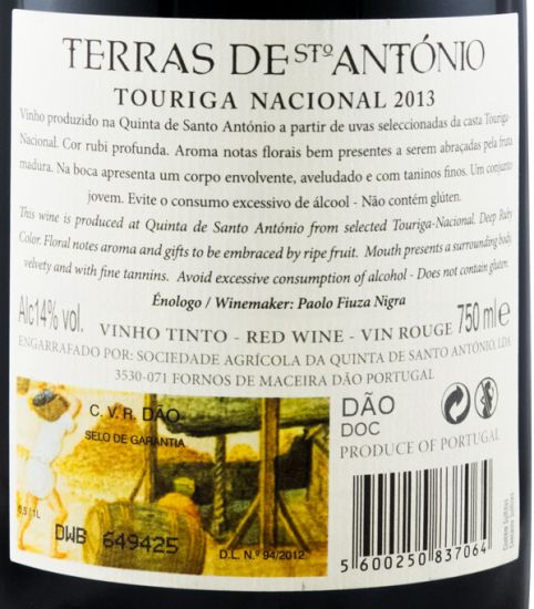 2013 Terras de Santo António Touriga Nacional tinto