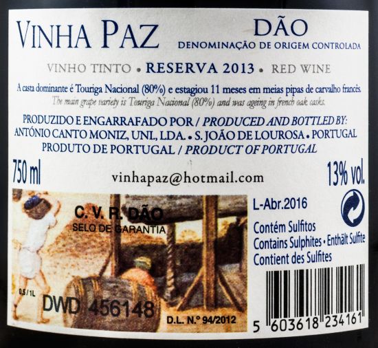 2013 Vinha Paz Reserva tinto