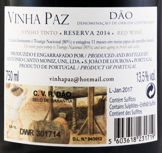 2014 Vinha Paz Reserva tinto