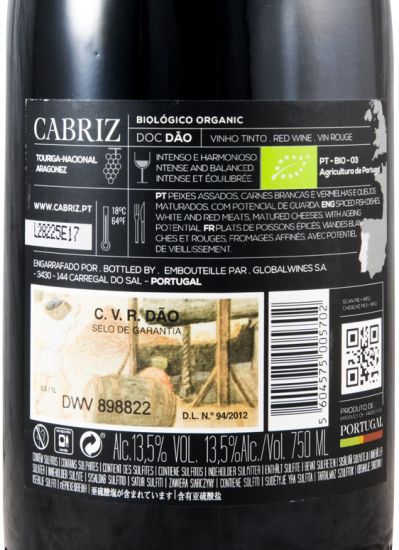 2013 Cabriz biológico tinto