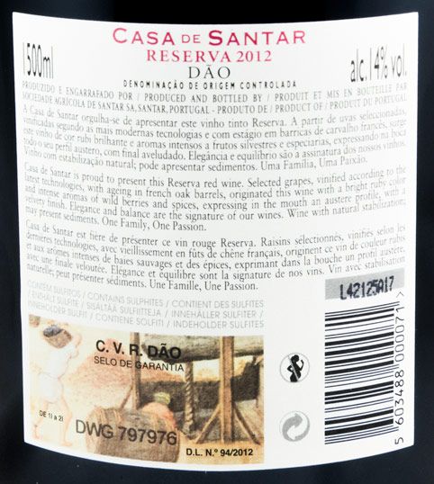 2012 Casa de Santar Reserva tinto 1,5L